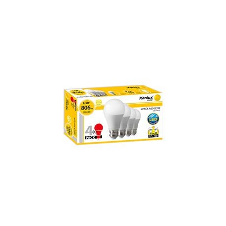LED žárovky Kanlux 4PACK A60-9,5W E27-WW 806lm teplá bílá (25390)