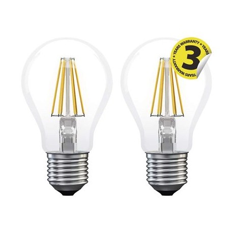 EMOS LED žárovka Filament A60 A++ 6W E27 teplá bílá 2ks Z74260.2