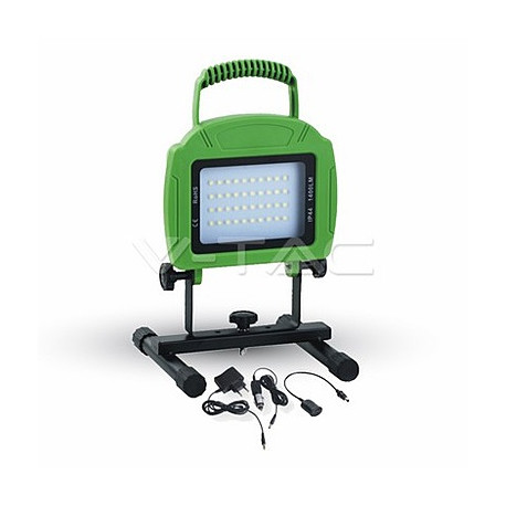 LED reflektory znovunabíjecí V-TAC 20W LED Rechargable Floodlight Green Body SMD White, VT-4822