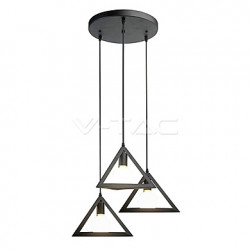 Trio Geometric Black Pendant Light E27 With Black Canopy, VT-7144