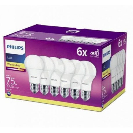Philips LED žárovka sada 6ks 11W E27 1055lm A60 2700K 929001234491