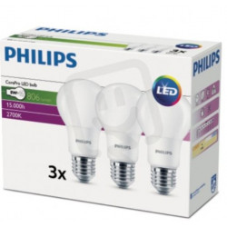 LED žárovky PHILIPS SET  3ks CorePro LEDbulb 8W 827 A60 E27 FR ND 806lm 2700k