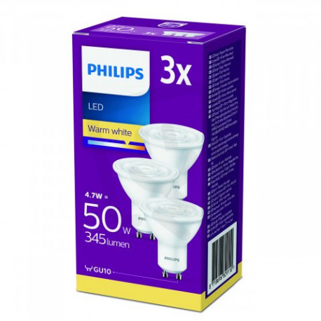 Philips LED žárovka sada 3ks 3,8W GU10 380m 2700K ELSZZR0777015